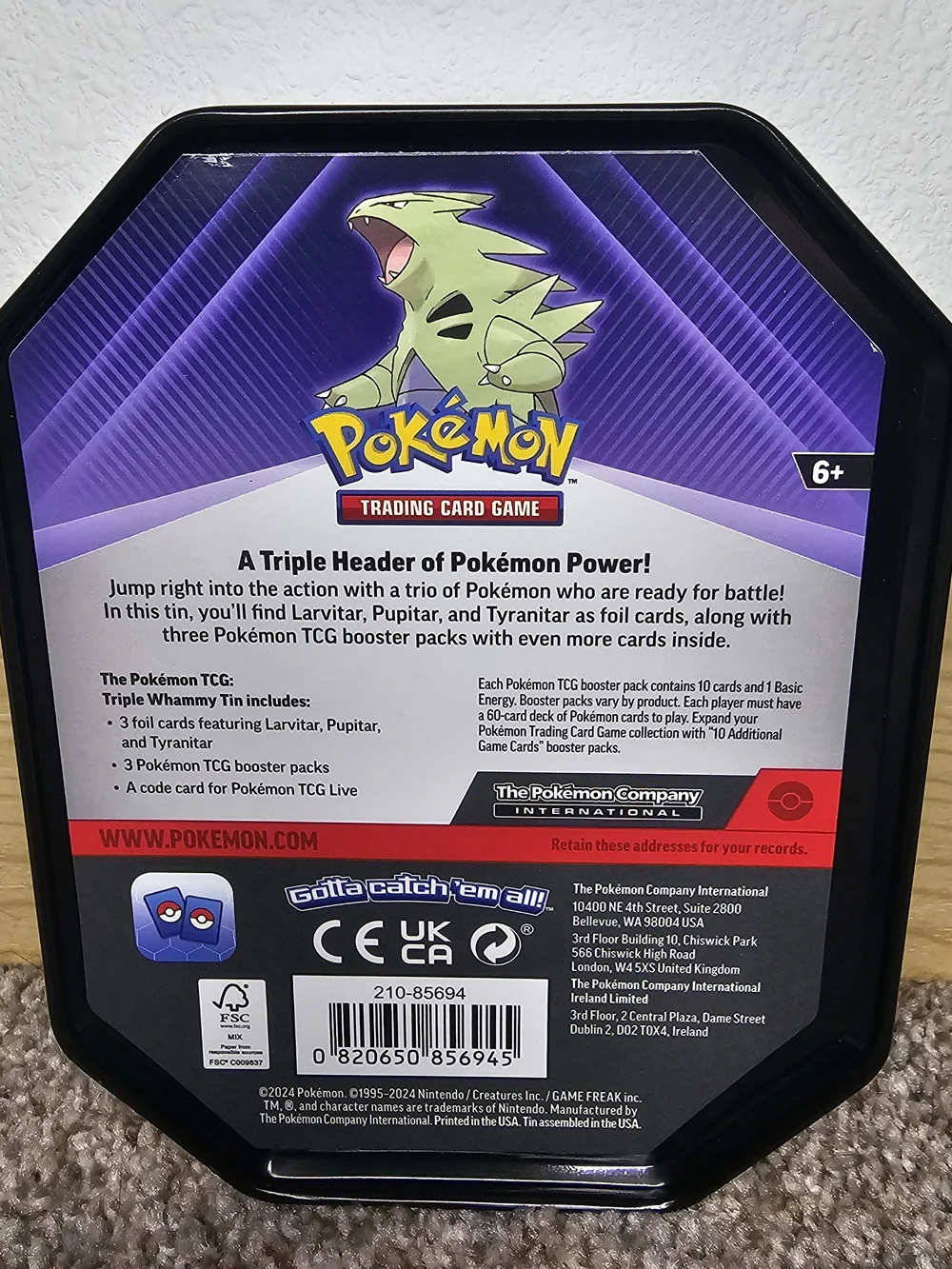 Trading Card Game Tin with Booster Packs and Tyranitar Promo - Blue